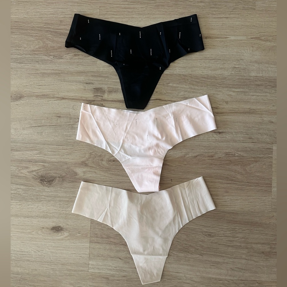 Victoria's Secret Thongs- Black, Pink, and Cream